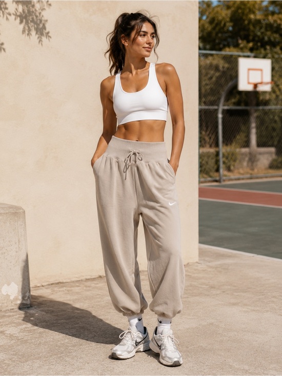 Nike Pants - Nike Cream High Rise Jogger Sweatpants Women’s Size XS